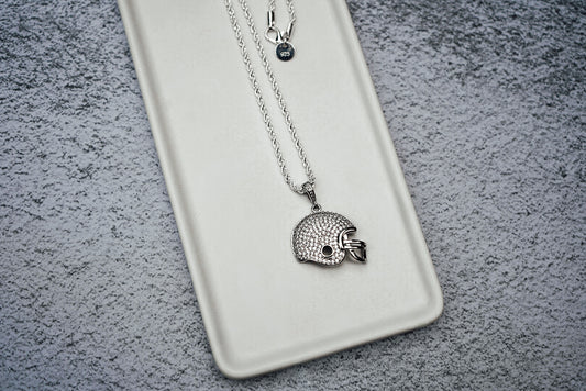 Sterling Cubic Zirconia football helmet rope necklace
