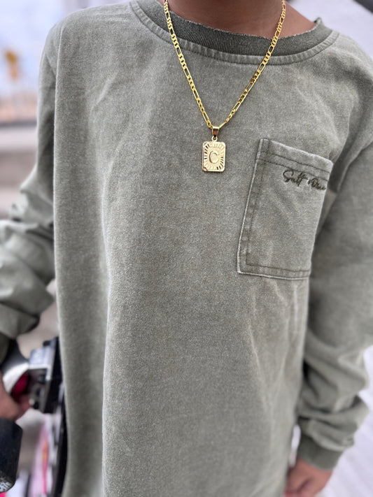 2.5mm sterling silver gold Figaro chain with initial