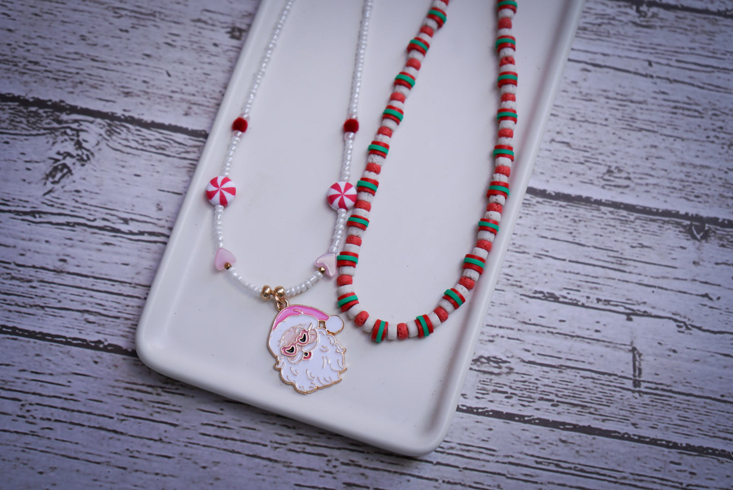 Pink Santa beaded necklace