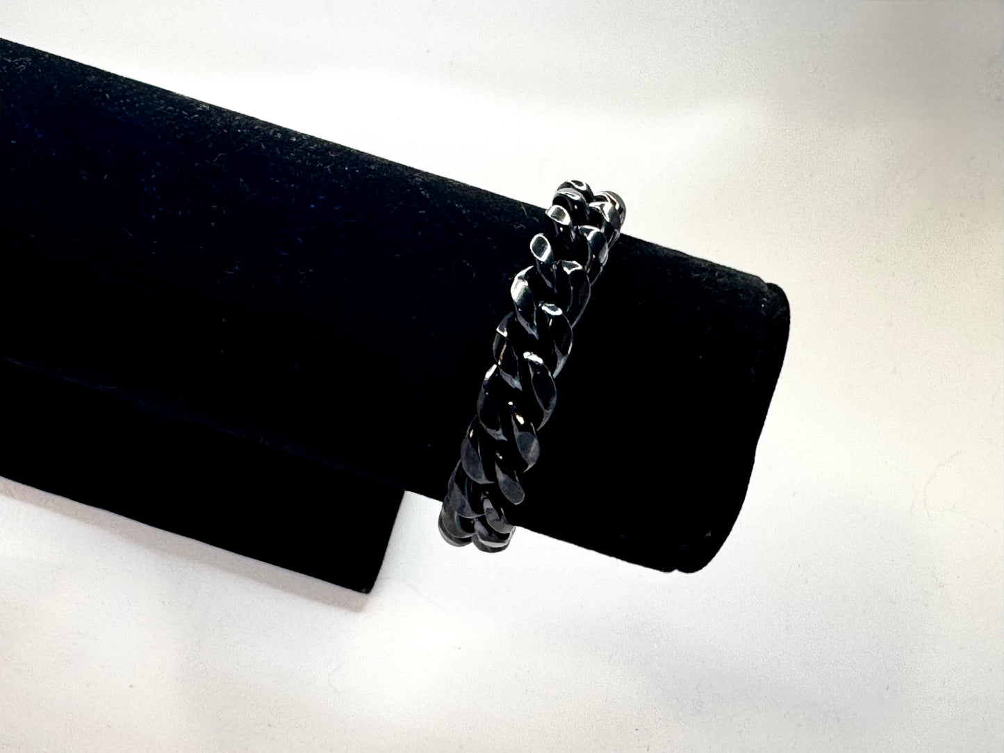 Adult stainless steel black 12mm Miami link bracelet with box clasp 20cm