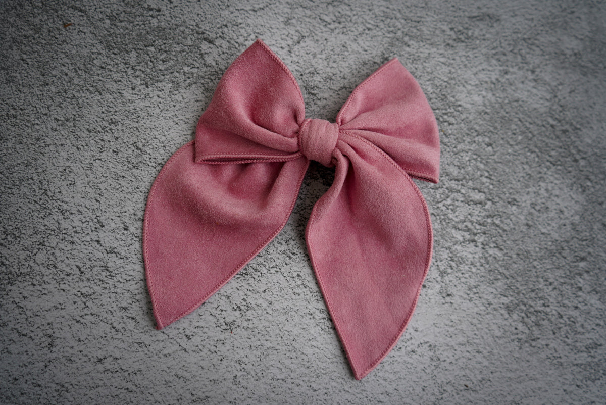 Dusty Rose faux suede Isabelle bow