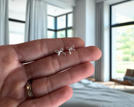 Sterling silver bow tie earrings