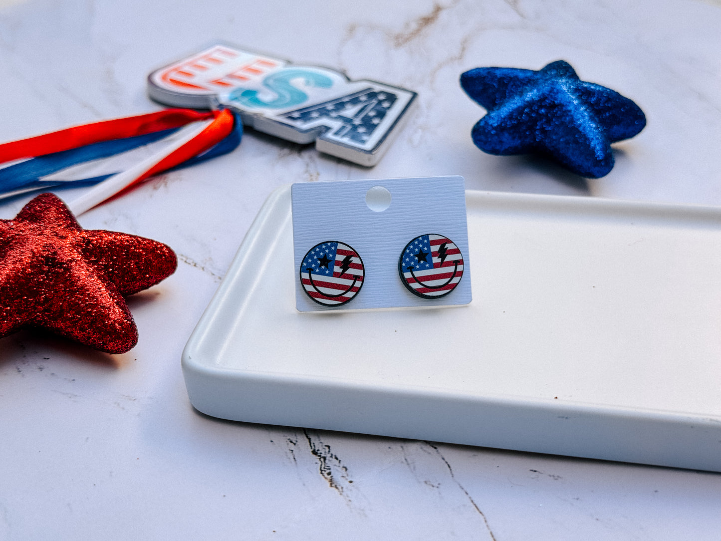 U.S.A. laser cut earrings