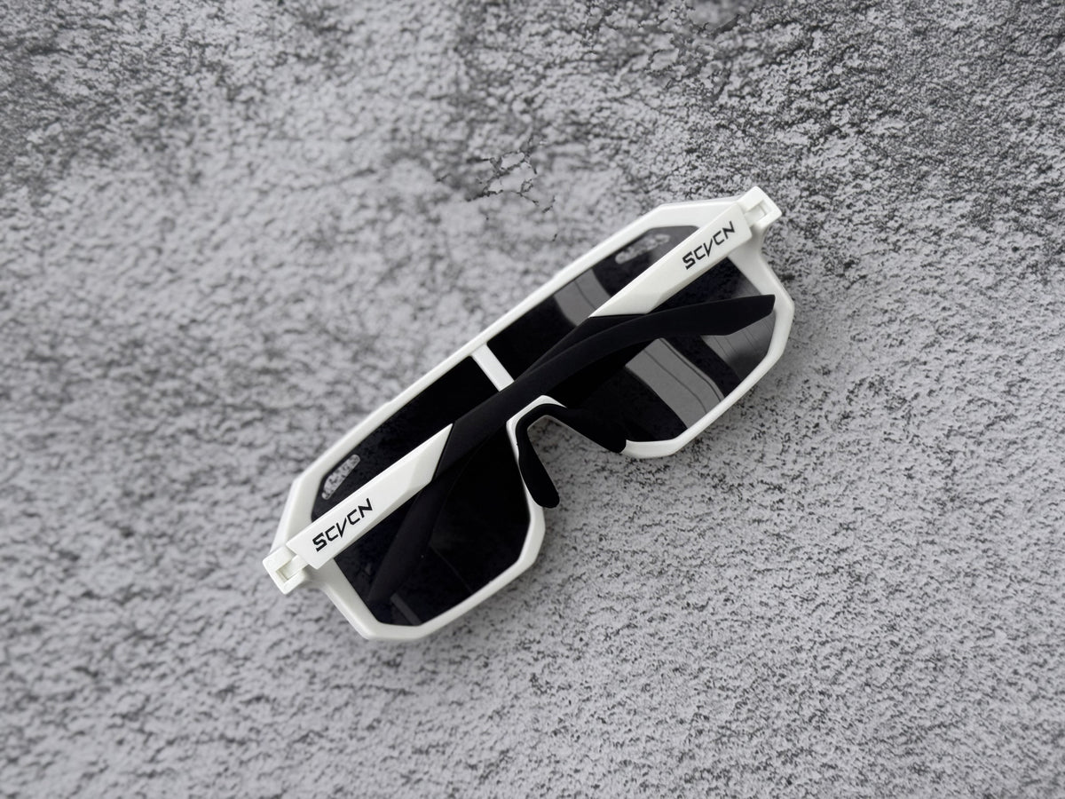 Youth gold mirrored white SCVCN sports sunglasses polarized