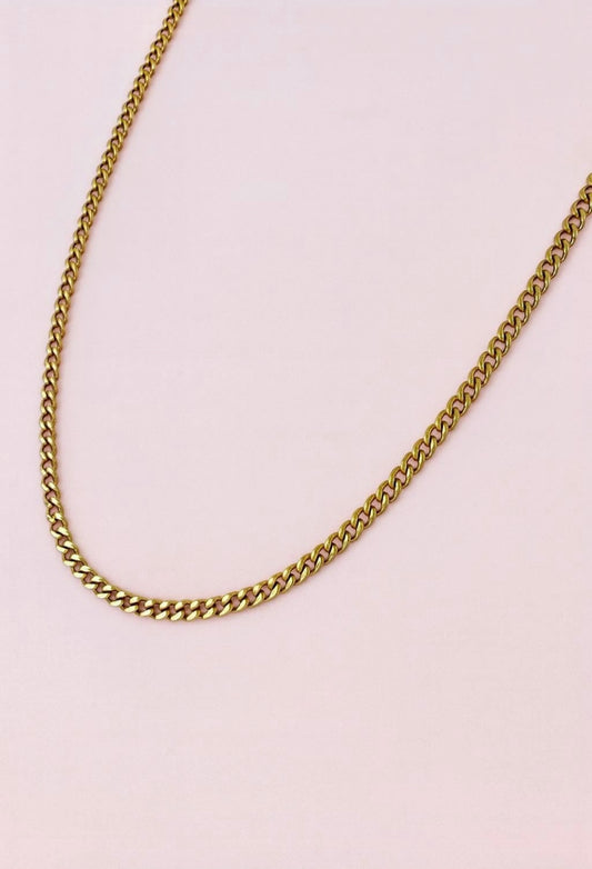 3mm stainless steel gold plated curb cuban