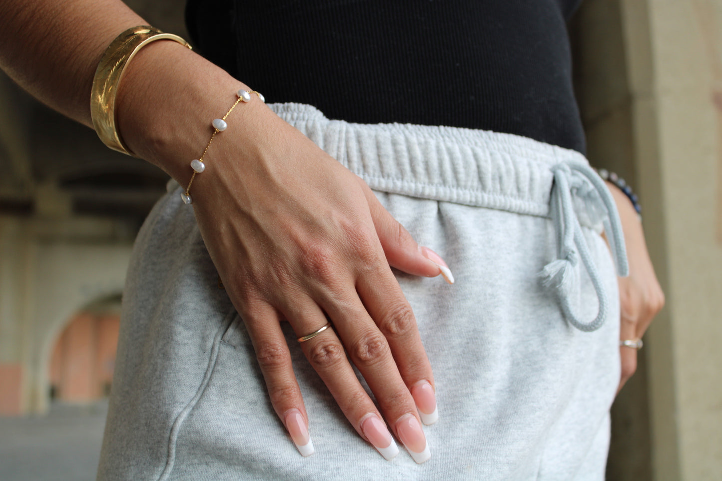 Waterproof stainless pearl bracelet