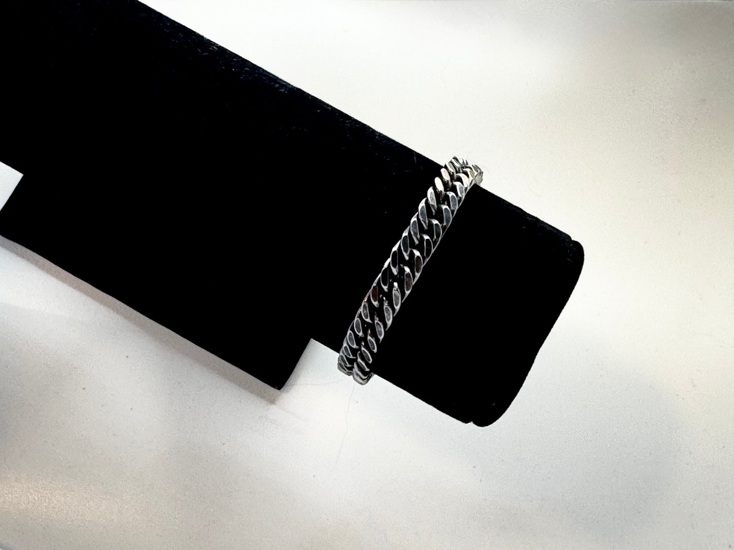 Adult stainless steel dark silver 10mm Cuban link bracelet with box clasp 21.5cm