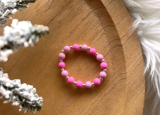 Pink round bracelet w/ gold (non tarnish)