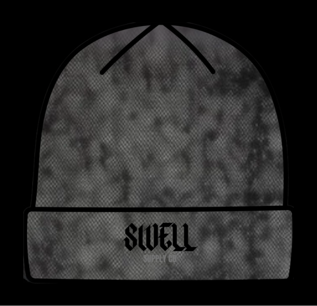 Black acid wash beanie