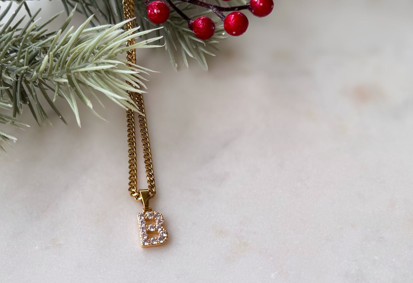 Initial necklace on stainless 3mm cuban