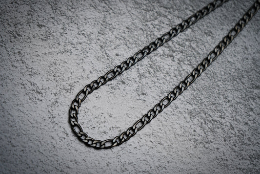 6mm black stainless figaro