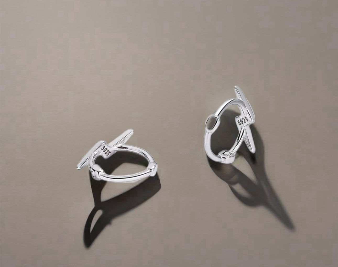 Minimalist ⚡️ lightning sterling silver huggies