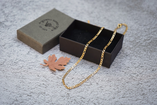 3mm stainless steel gold figaro necklace