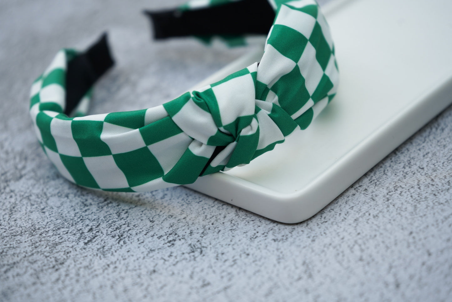 Green checkered headband