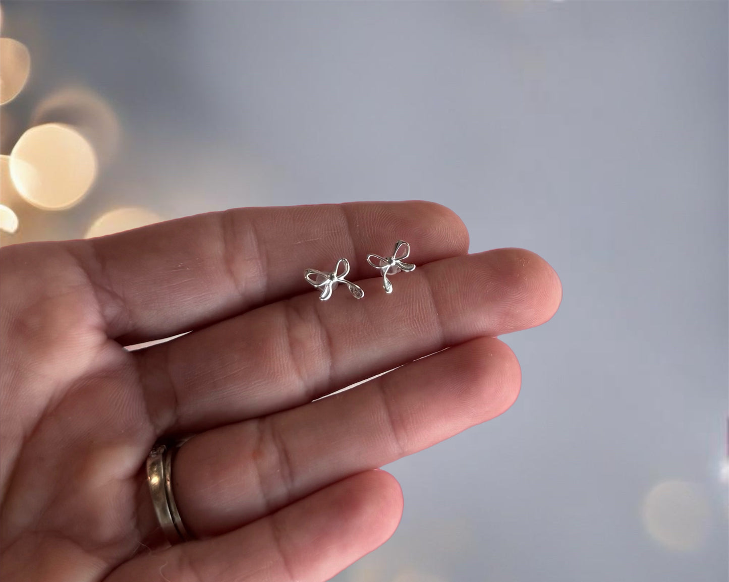 Sterling silver bow tie earrings