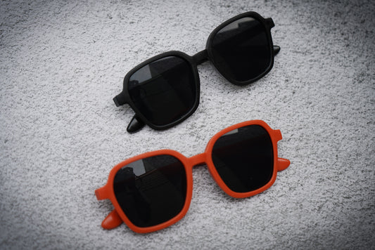 Kid’s muted orange & black square sunnies