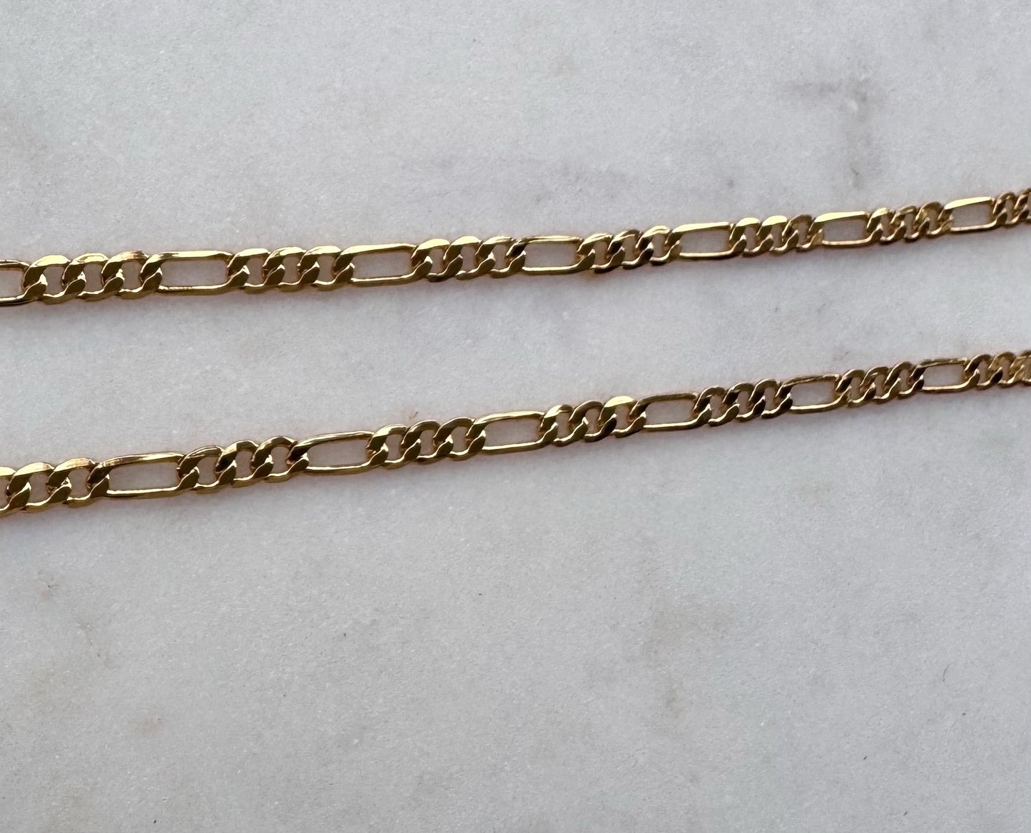 2.5mm 18k gold plated sterling silver yellow gold Italian figaro chain