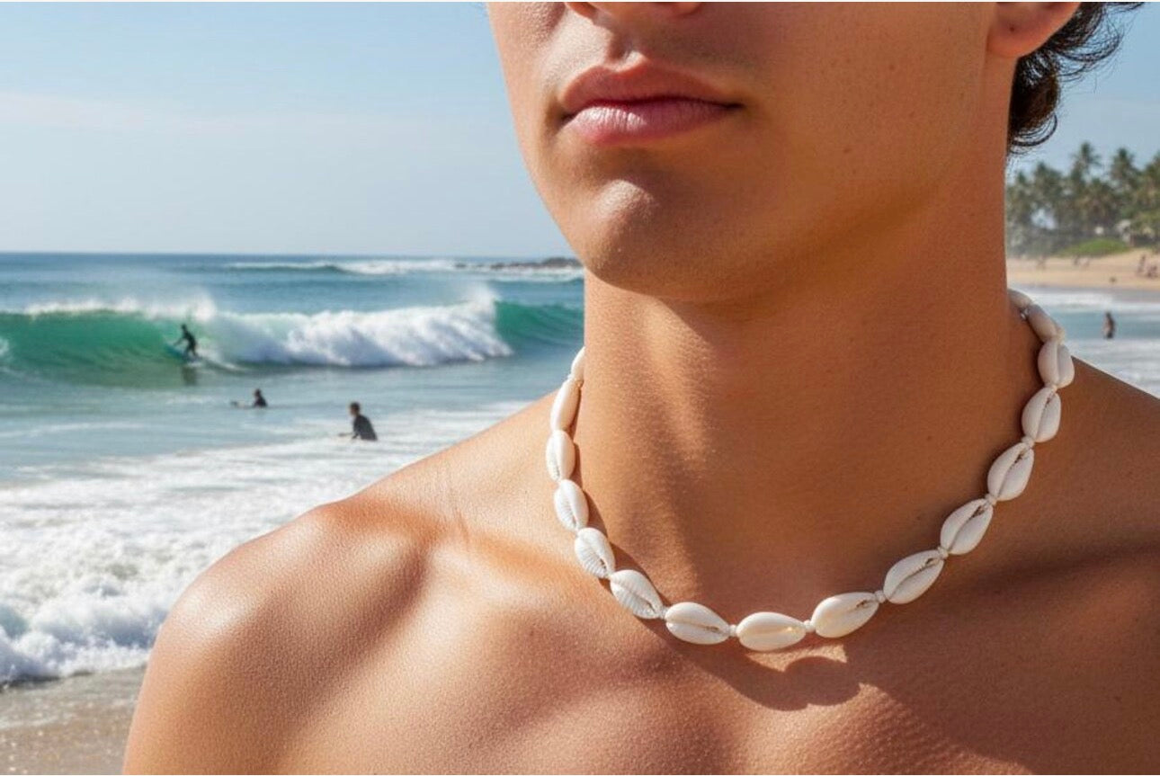Cowrie shell adjustable choker necklace