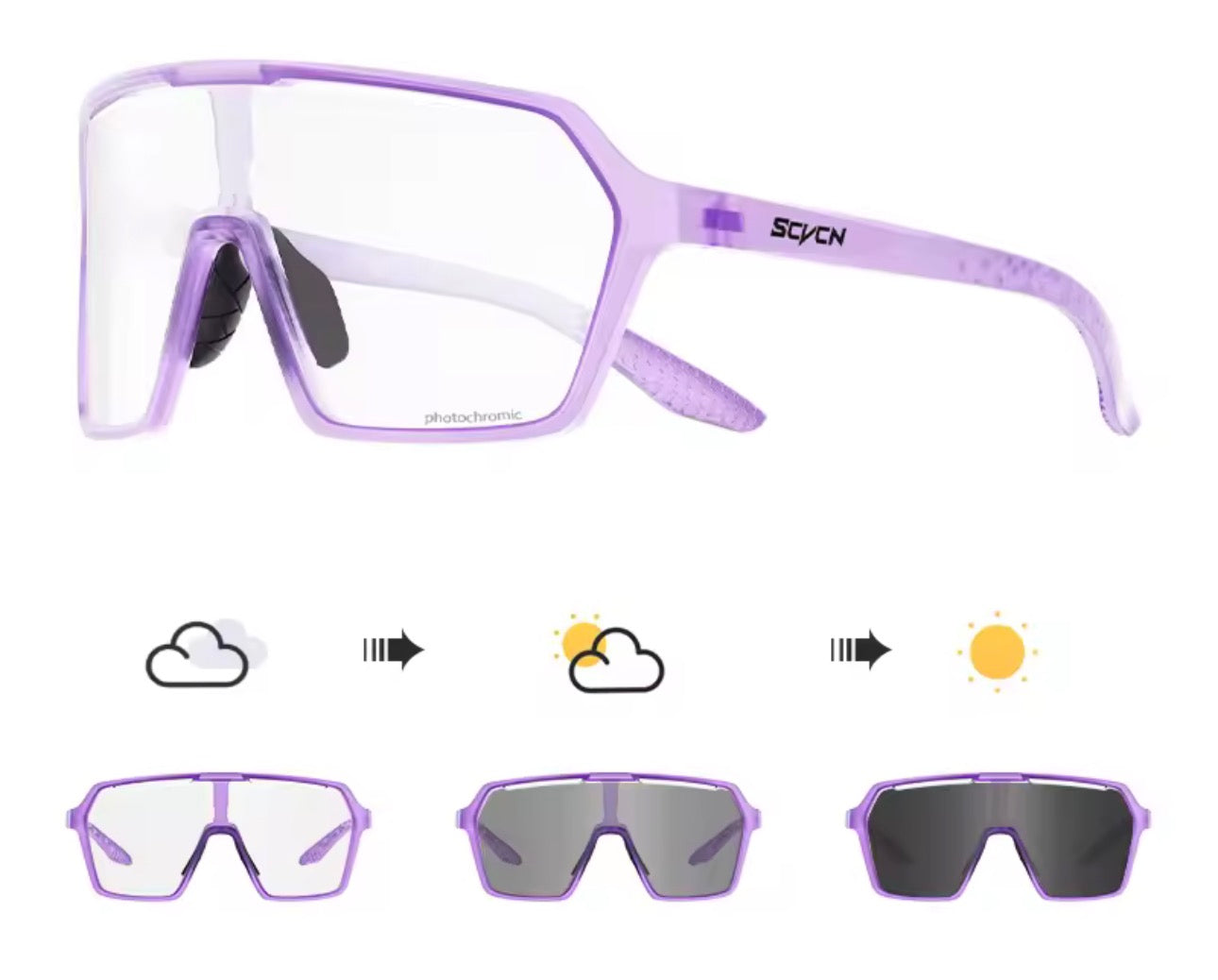 Adult purple photochromatic SCVCN sports sunglasses (Copy)
