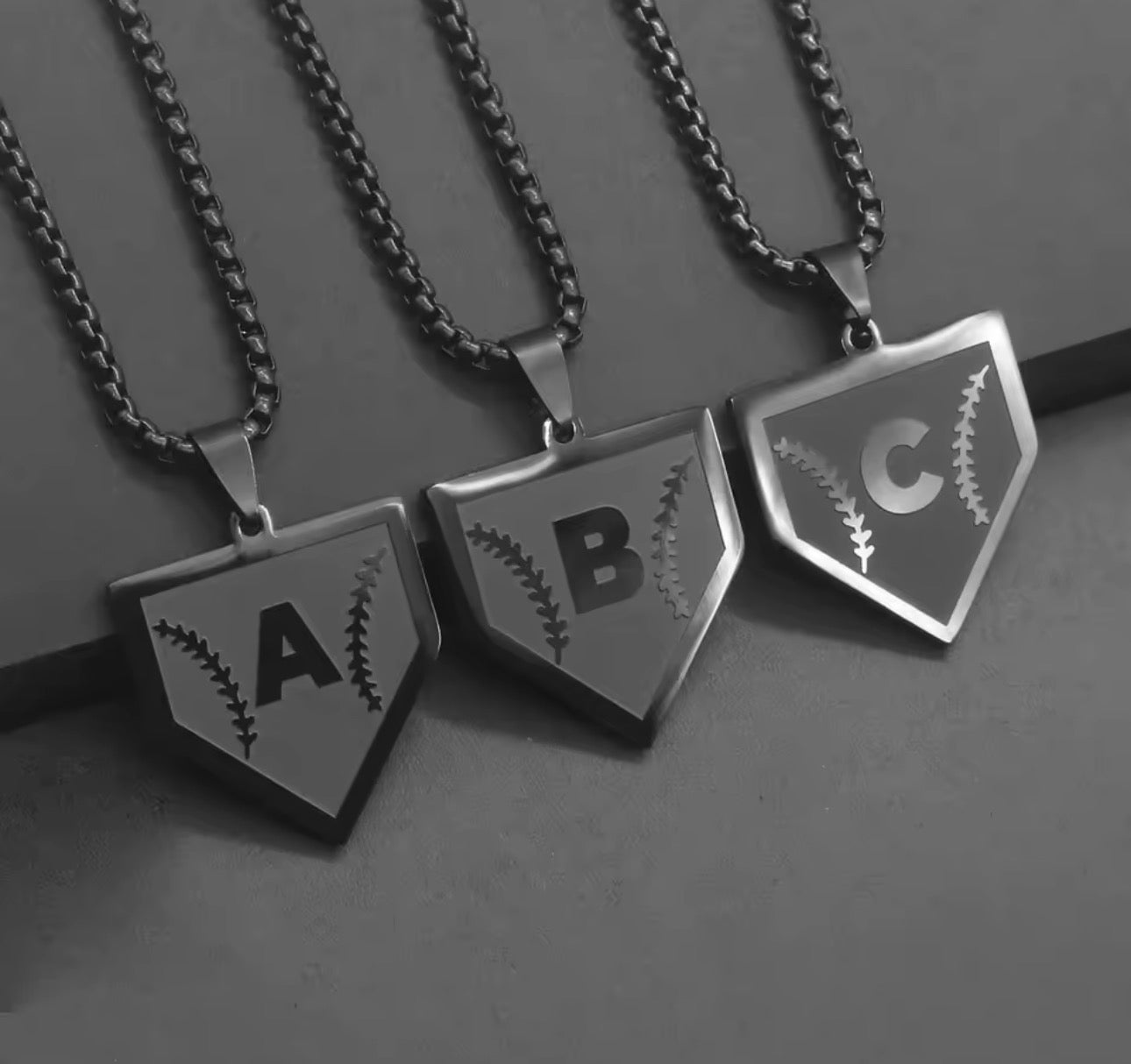 Baseball plate initial necklace (pick your chain)