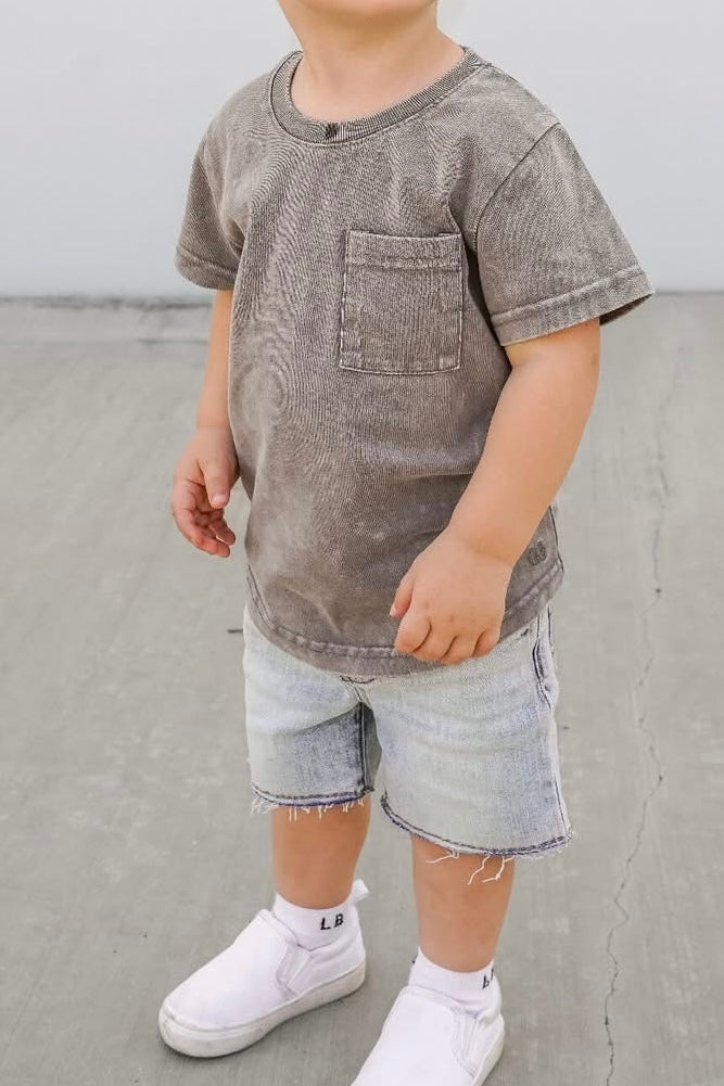 Little Bipsy 3/6 months grey acid wash pocket tee