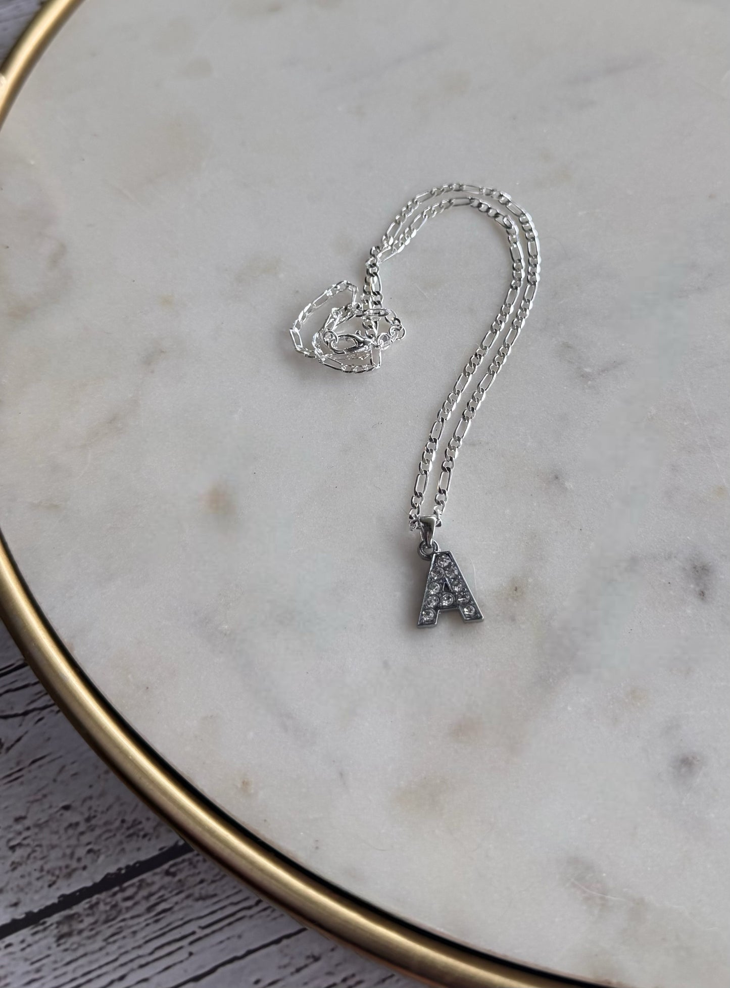 Initial necklace on Italian figaro sterling silver