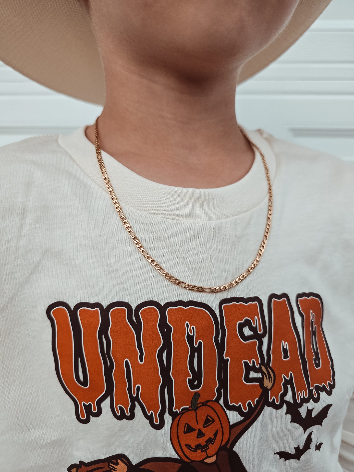 3mm stainless steel gold figaro necklace