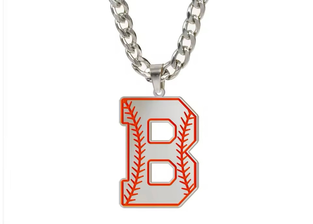 Baseball initial necklace