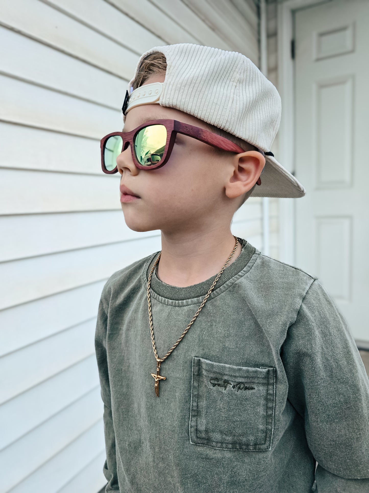 Gold crucified Jesus stainless rope necklace