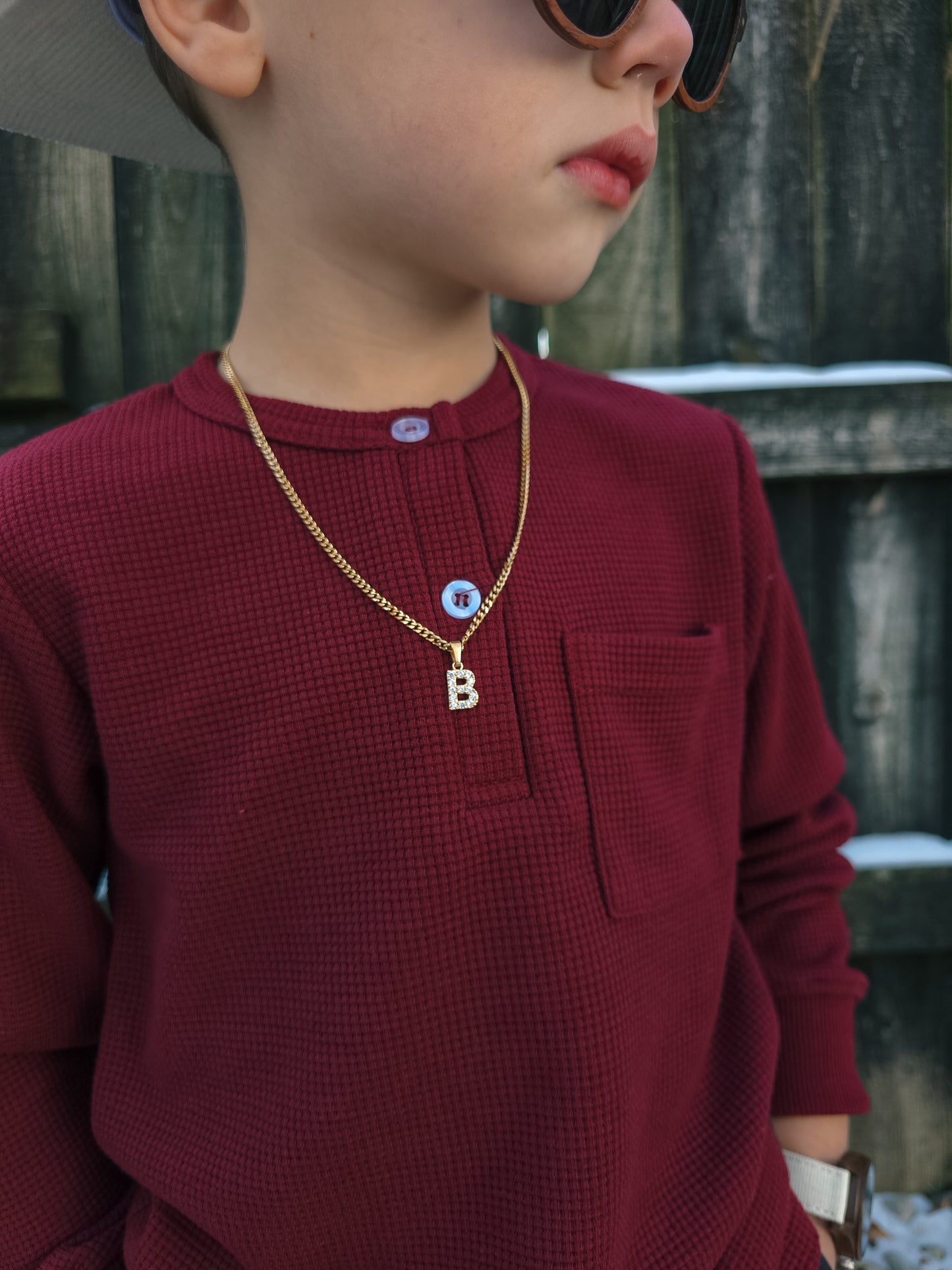 Initial necklace on stainless 3mm cuban