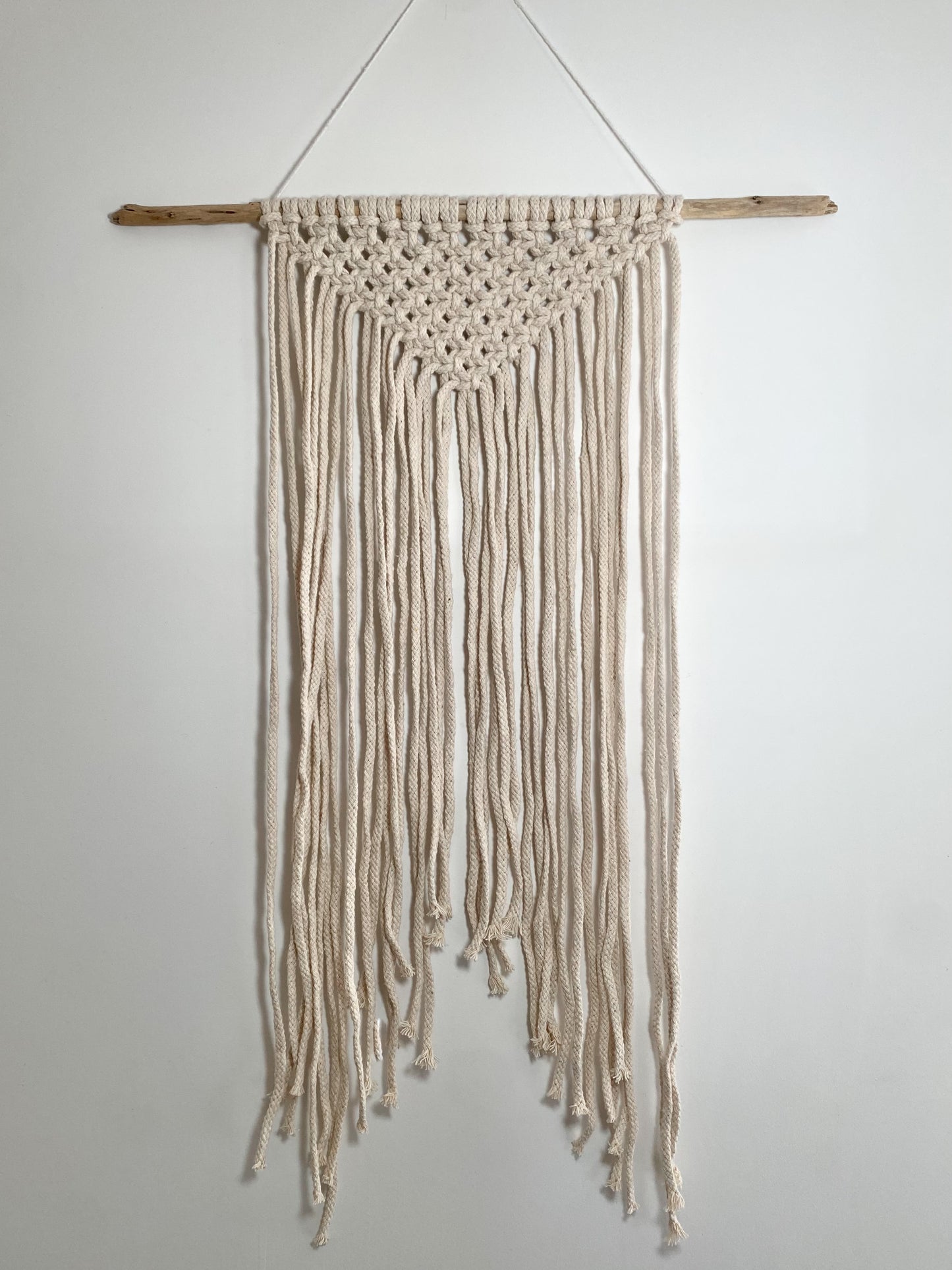 Small beige macrame wall hanging