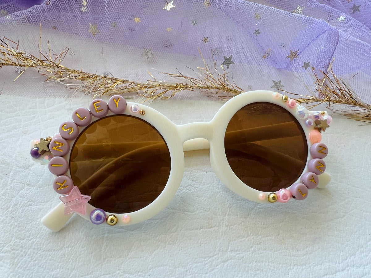 Purple/peach name sunnies