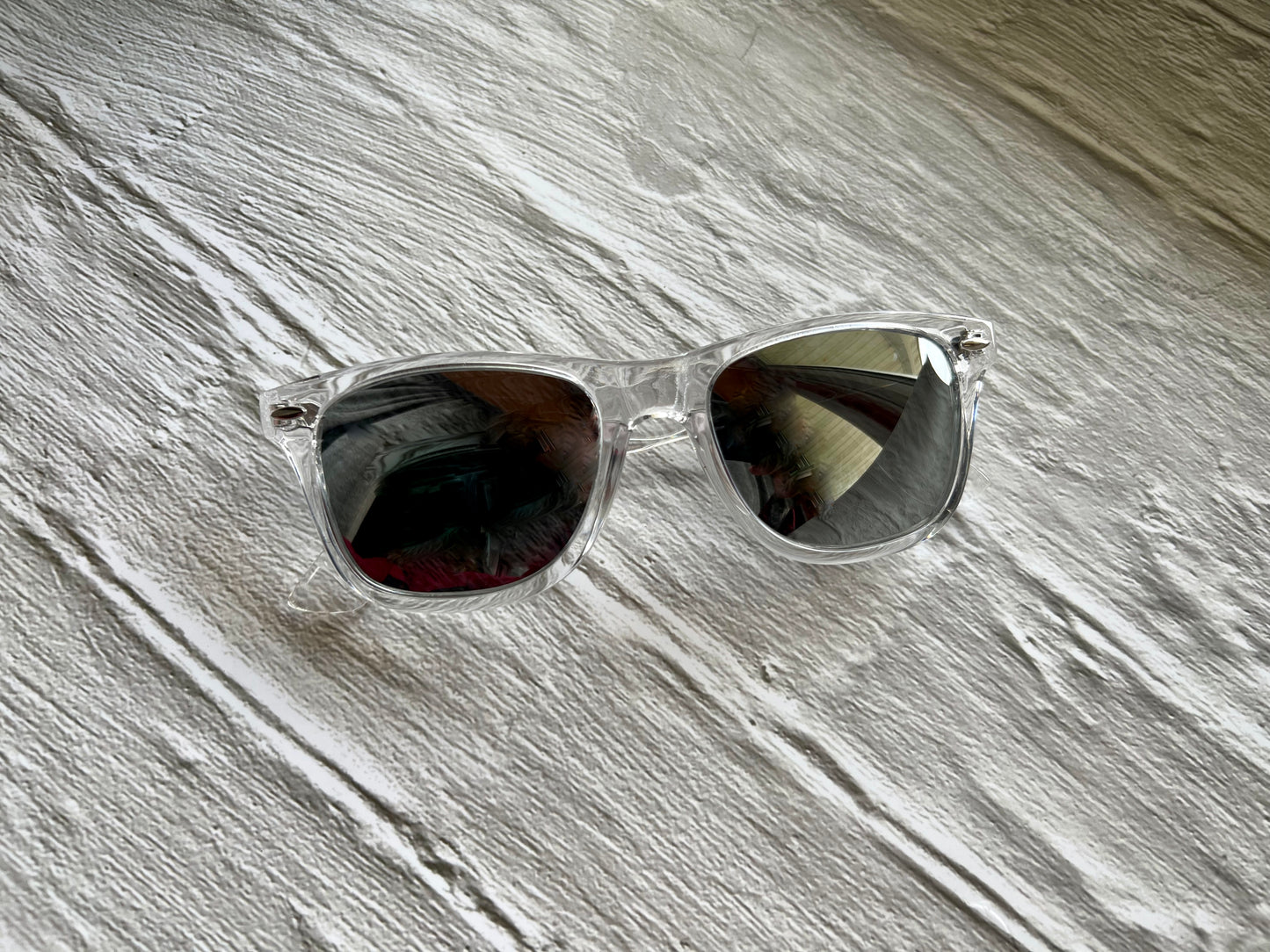 Adult clear frame mirrored shades