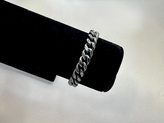 Adult stainless steel dark silver 10mm Cuban link bracelet with box clasp 20cm