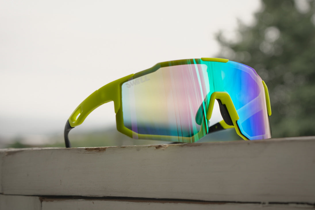 Adult polarized neon green cycling sunglasses