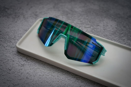 Large youth teal speckled rimless sports sunglasses (age 9-14)