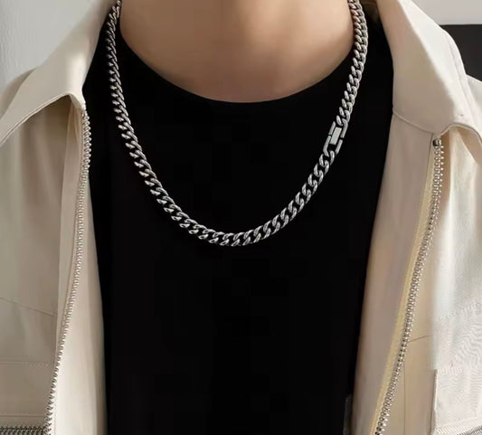 7mm Stainless steel Miami link necklace with box clasp 22 inch