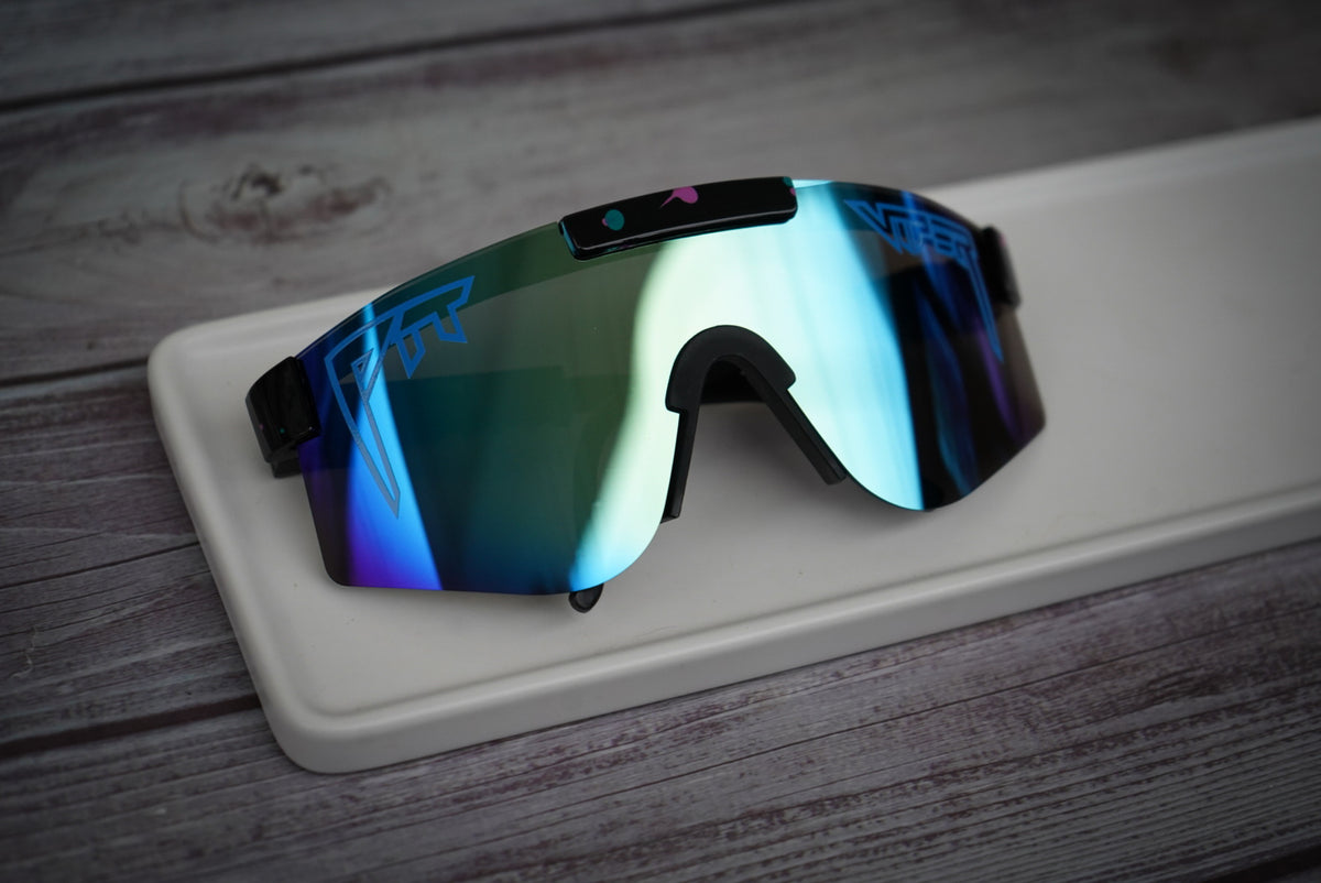 Youth blue + pink speckled mirrored pit vipers