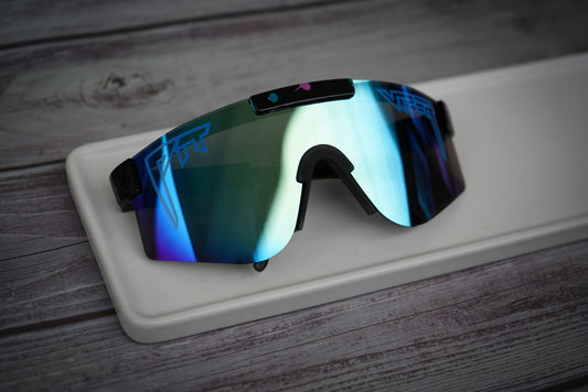 Youth blue + pink speckled mirrored pit vipers