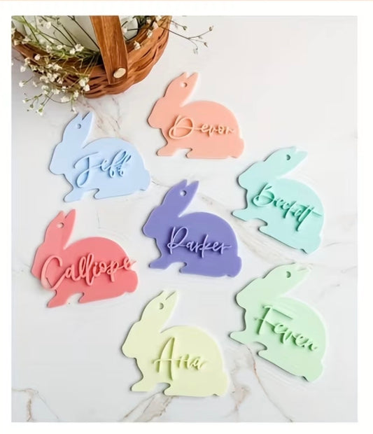 Customizable name bunny tags