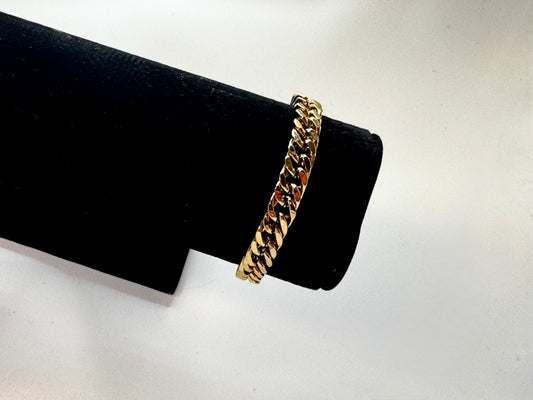 Kid’s 7 inch stainless steel gold 8mm Cuban bracelet with box clasp