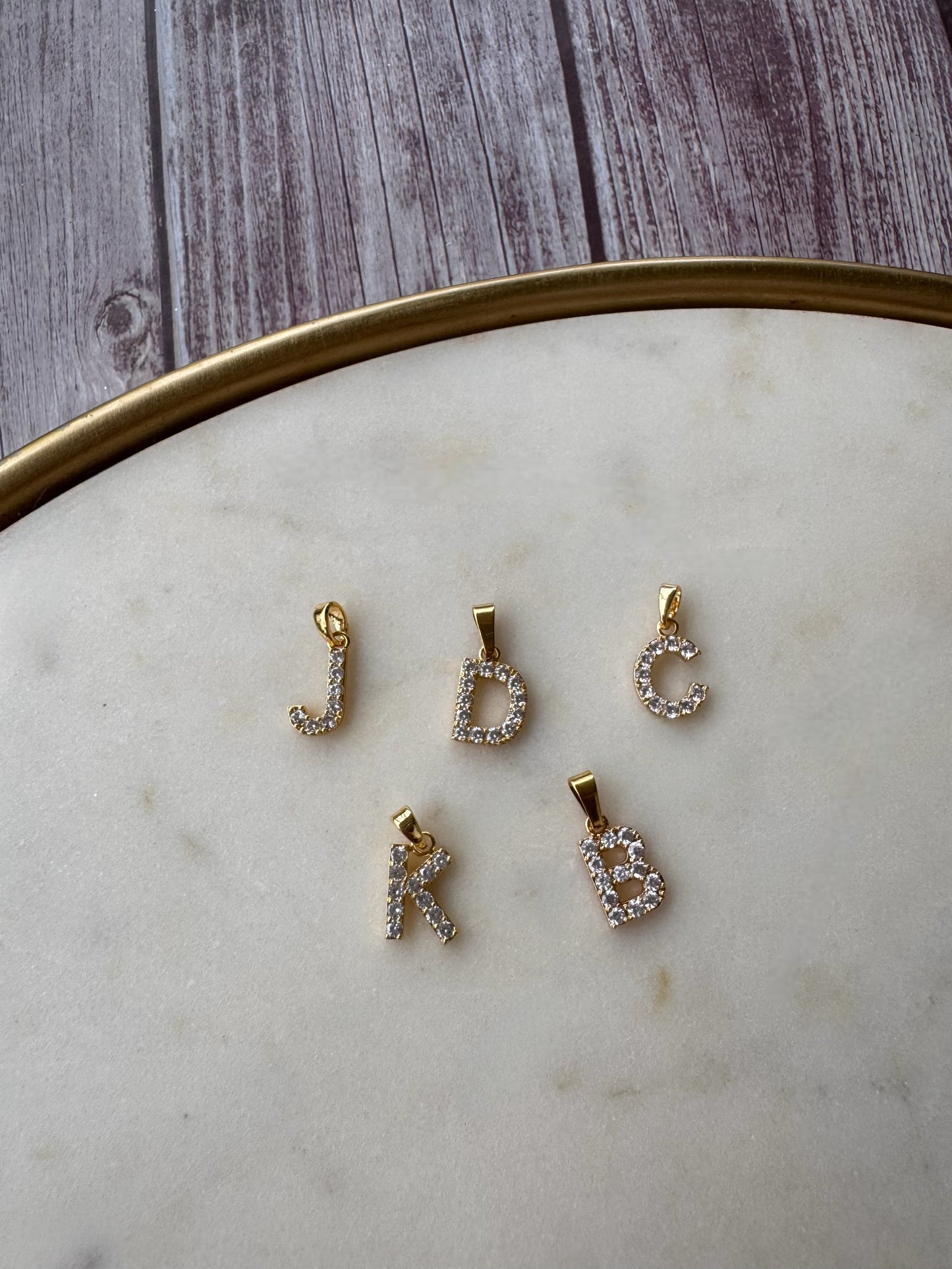 Sterling silver gold foxtail Chopin initial necklace