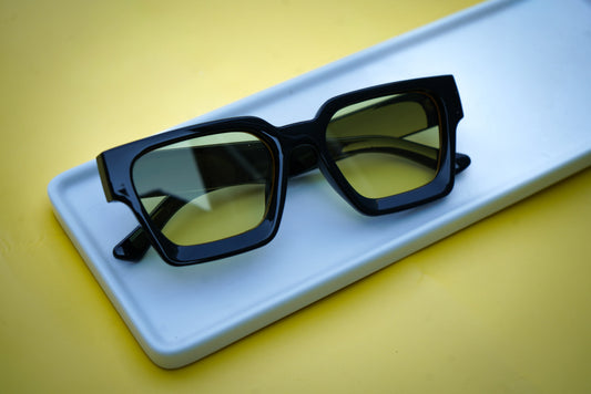 Adult chunky square sunglasses w/ yellow lens