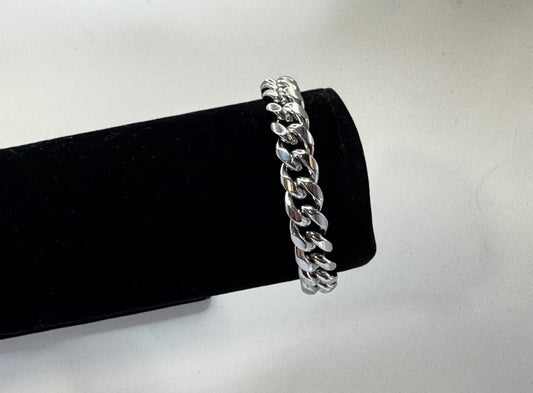 Adult stainless steel silver 10mm Miami link bracelet with box clasp