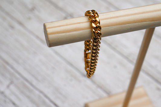Kid’s stainless steel 8mm gold Cuban 7 inch with clasp