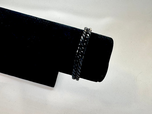 Kid’s stainless steel black 8mm cuban link bracelet with box clasp 7.5 inch