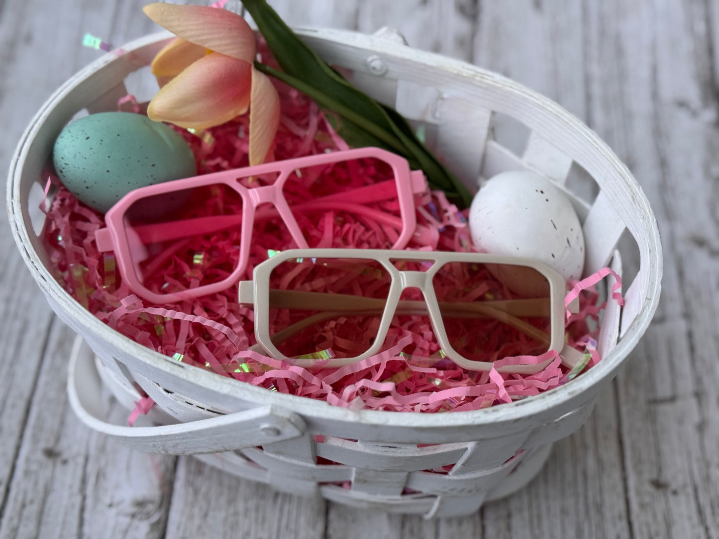 Kid’s pink/cream/leopard double bridge retro aviators
