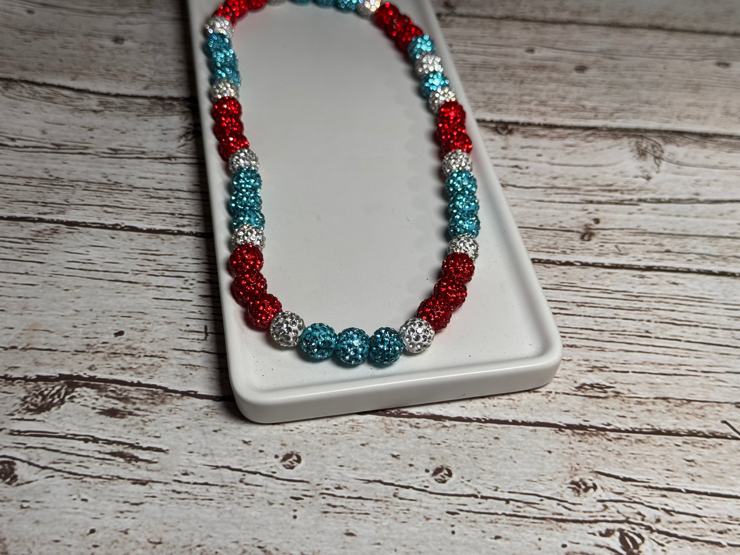 All American rhinestone baseball necklace