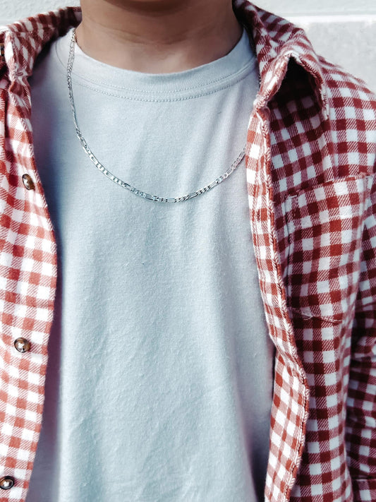 2.5 or 4mm Sterling Silver Italian Figaro Chain