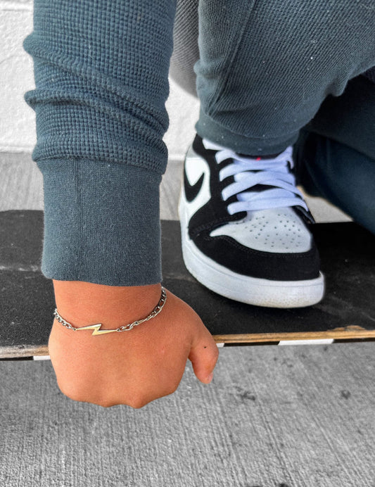 Stainless 6mm figaro bracelet with bolt